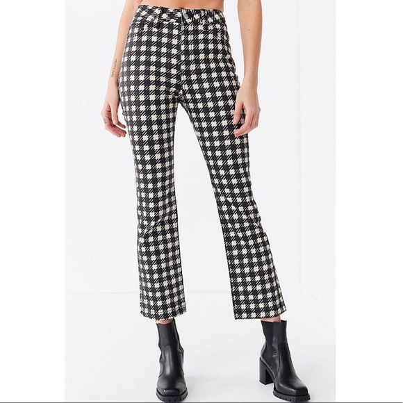 Urban Outfitters Denim - BDG Kick Flare High-Rise Cropped Jean Houndstooth